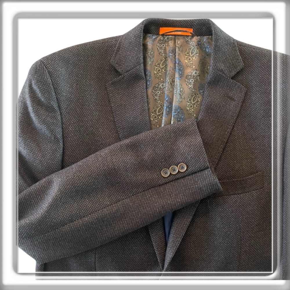 TALLIA Orange Macy’s Men’s 100% Wool Blazer Sport Coat Silk Lined Brown Size 42L